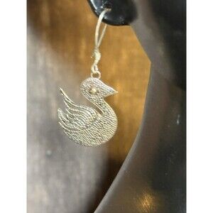 Vintage Adorable Marquisite Peace Dove Sterling Silver Dangle Earrings